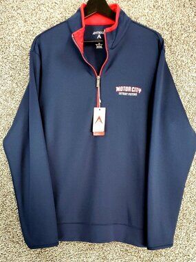 Antigua Detroit Pistons Velocity Quarter-Zip Blue Pullover Men's Size Medium NWT